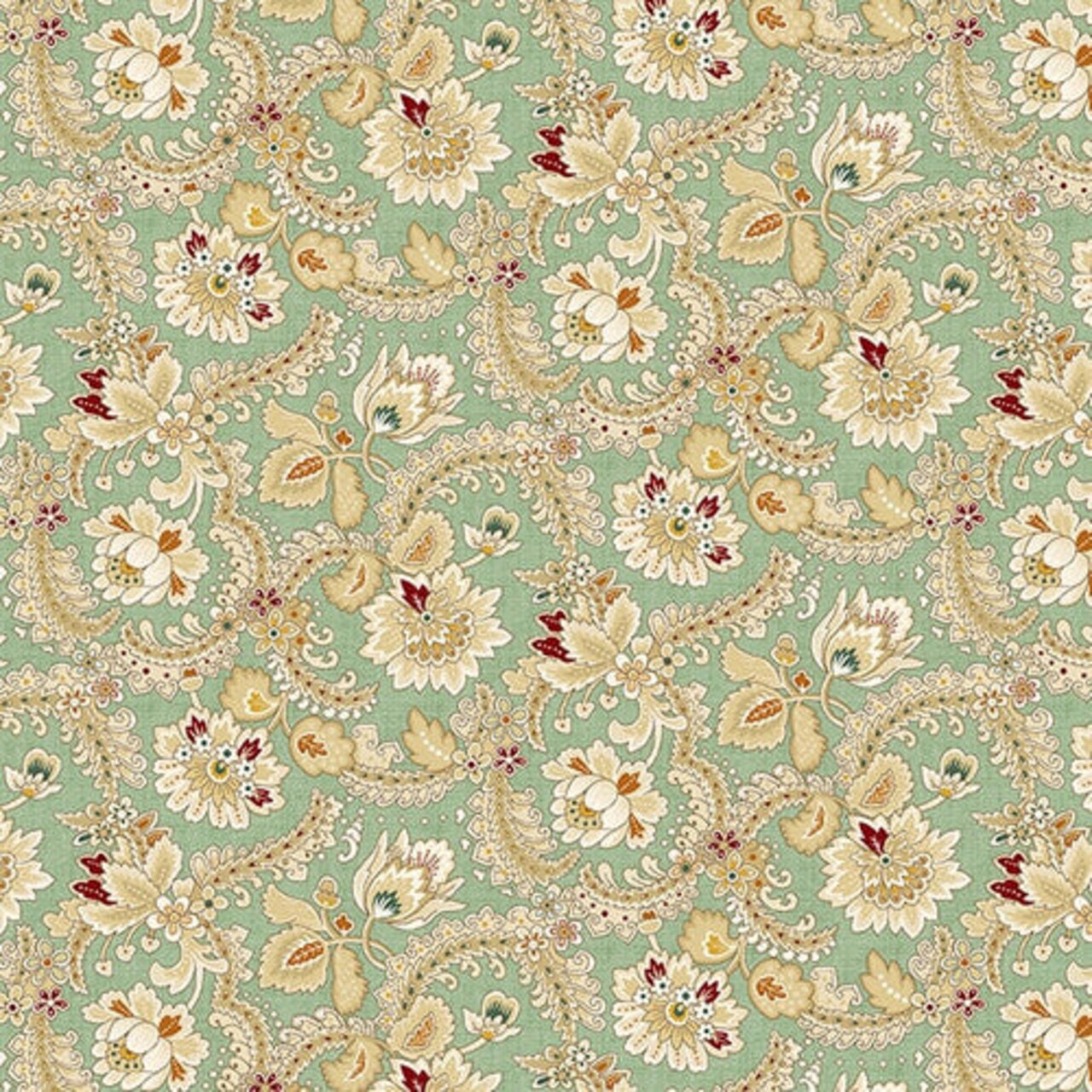 Fabric Henry Glass Sea Mist Fancy Foulard Spiced Favorites 108" Wide Back by the Quarter Yard 1832-11